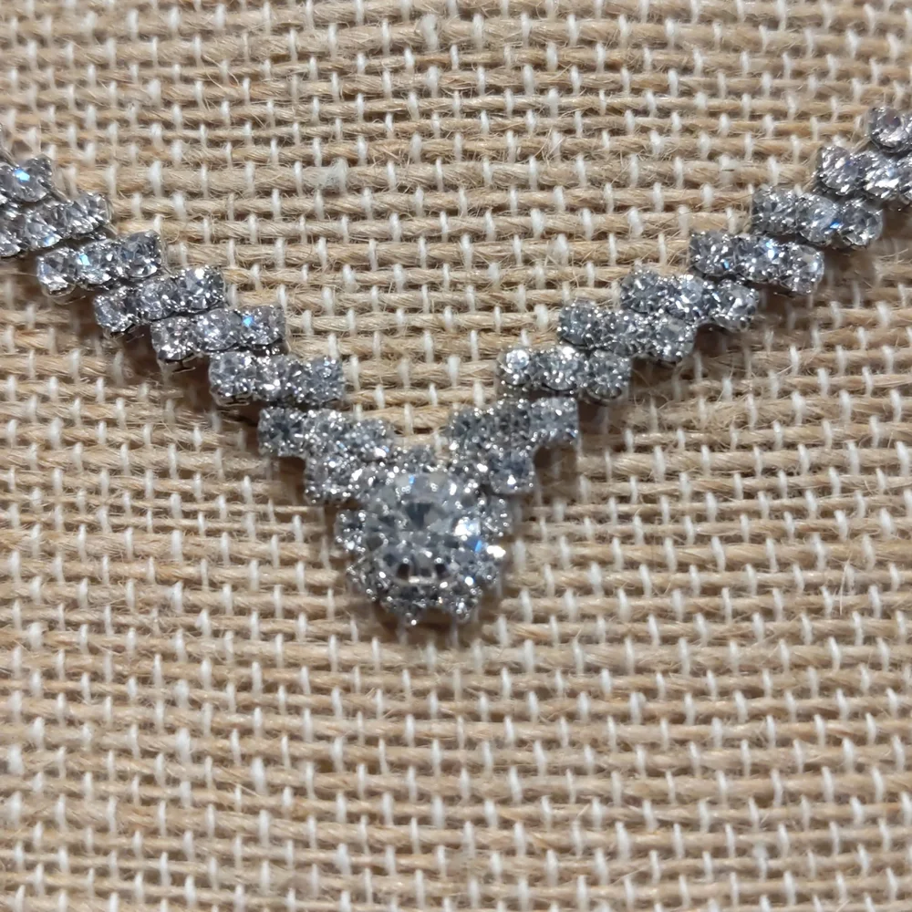 4 for $50 Fashion Jewelry Tennis Necklace Princess Silver Clear Stones 15" Long - Picture 2 of 6